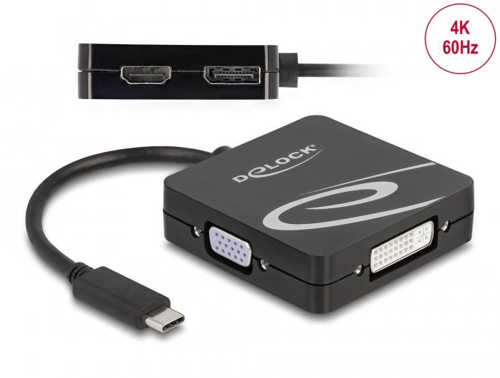 Delock USB Type-C™ Adapter für einen VGA, DVI, HDMI oder DisplayPort Monitor