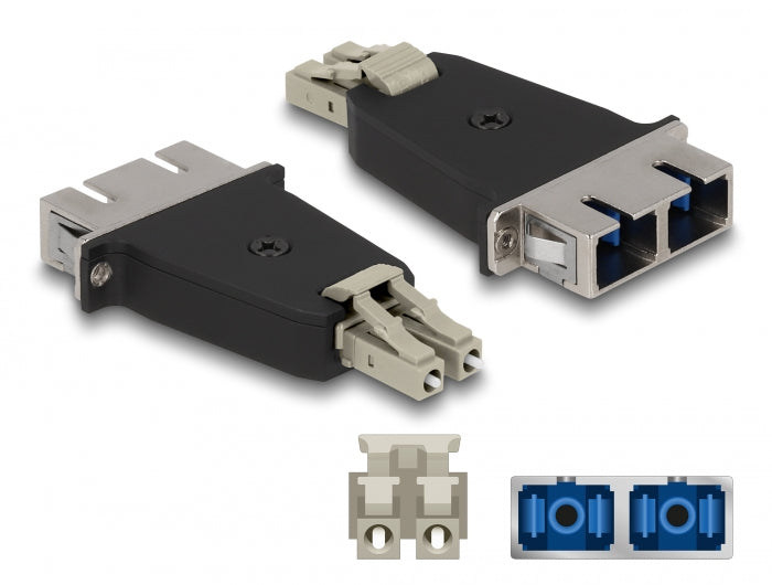 Delock LWL Hybrid Kupplung LC Duplex Stecker zu SC Duplex Buchse beige