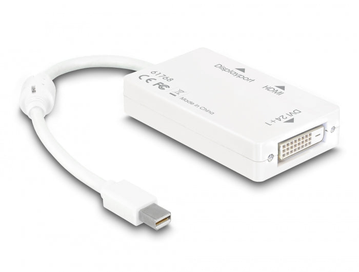 Delock Adapter mini DisplayPort 1.1 Stecker > DisplayPort / HDMI / DVI Buchse Passiv weiß