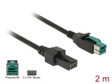 Delock PoweredUSB Kabel Stecker 12 V > 2 x 4 Pin Stecker 2 m für POS Drucker und Terminals