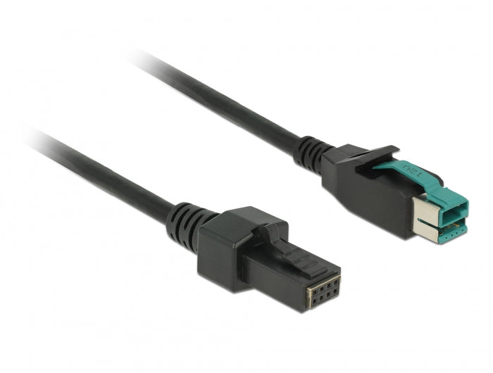 Delock PoweredUSB Kabel Stecker 12 V > 2 x 4 Pin Stecker 2 m für POS Drucker und Terminals