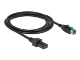 Delock PoweredUSB Kabel Stecker 12 V > 2 x 4 Pin Stecker 2 m für POS Drucker und Terminals