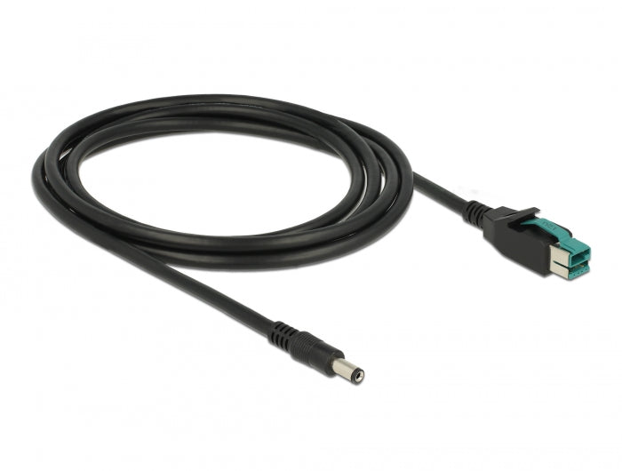 Delock PoweredUSB Kabel Stecker 12 V > DC 5,5 x 2,1 mm Stecker 2 m für POS Drucker und Terminals