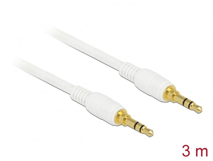 Delock Klinkenkabel 3,5 mm 3 Pin Stecker > Stecker 3 m weiß