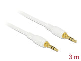 Delock Klinkenkabel 3,5 mm 3 Pin Stecker > Stecker 3 m weiß