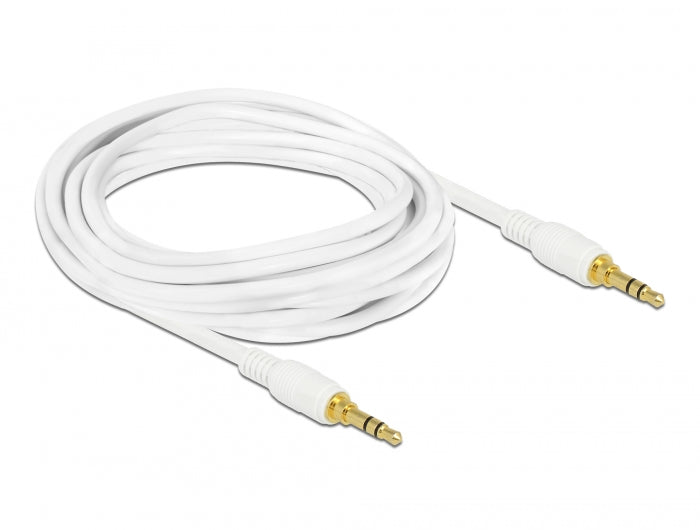 Delock Klinkenkabel 3,5 mm 3 Pin Stecker > Stecker 3 m weiß