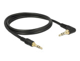 Delock Klinkenkabel 3,5 mm 3 Pin Stecker > Stecker gewinkelt 1 m schwarz