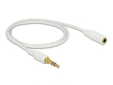 Delock Klinkenverlängerungskabel 3,5 mm 3 Pin Stecker zu Buchse 1 m weiß