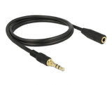Delock Klinkenverlängerungskabel 3,5 mm 3 Pin Stecker zu Buchse 2 m schwarz