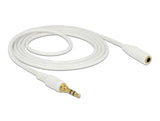 Delock Klinkenverlängerungskabel 3,5 mm 3 Pin Stecker zu Buchse 2 m weiß