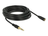 Delock Klinkenverlängerungskabel 3,5 mm 3 Pin Stecker zu Buchse 5 m schwarz