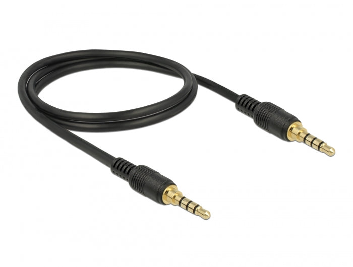 Delock Klinkenkabel 3,5 mm 4 Pin Stecker zu Stecker 1 m schwarz