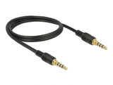 Delock Klinkenkabel 3,5 mm 4 Pin Stecker zu Stecker 1 m schwarz