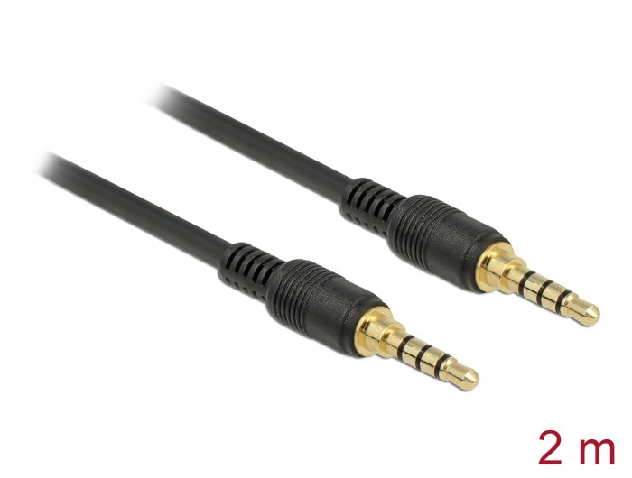 Delock Klinkenkabel 3,5 mm 4 Pin Stecker zu Stecker 2 m schwarz