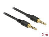 Delock Klinkenkabel 3,5 mm 4 Pin Stecker zu Stecker 2 m schwarz
