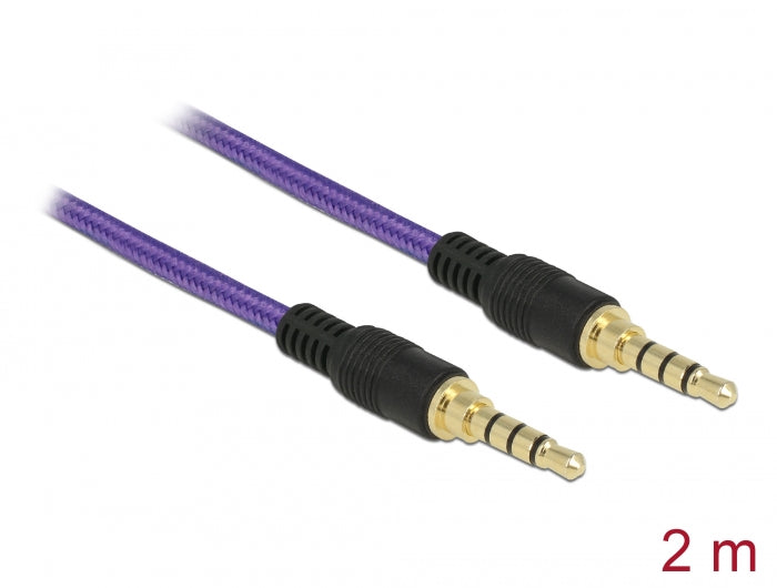 Delock Klinkenkabel 3,5 mm 4 Pin Stecker zu Stecker 2 m violett