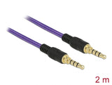 Delock Klinkenkabel 3,5 mm 4 Pin Stecker zu Stecker 2 m violett