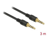 Delock Klinkenkabel 3,5 mm 4 Pin Stecker zu Stecker 3 m schwarz