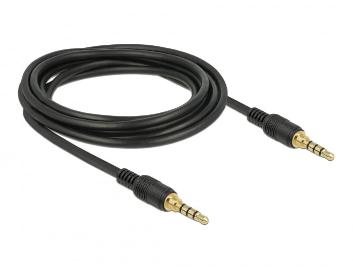 Delock Klinkenkabel 3,5 mm 4 Pin Stecker zu Stecker 3 m schwarz