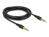 Delock Klinkenkabel 3,5 mm 4 Pin Stecker zu Stecker 3 m schwarz