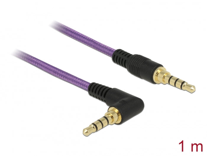 Delock Klinkenkabel 3,5 mm 4 Pin Stecker > Stecker gewinkelt 1 m violett