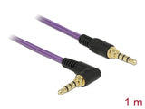 Delock Klinkenkabel 3,5 mm 4 Pin Stecker > Stecker gewinkelt 1 m violett