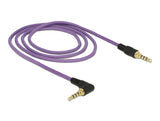 Delock Klinkenkabel 3,5 mm 4 Pin Stecker > Stecker gewinkelt 1 m violett