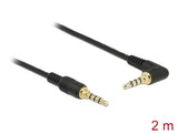 Delock Klinkenkabel 3,5 mm 4 Pin Stecker > Stecker gewinkelt 2 m schwarz