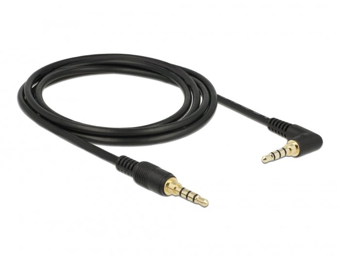 Delock Klinkenkabel 3,5 mm 4 Pin Stecker > Stecker gewinkelt 2 m schwarz