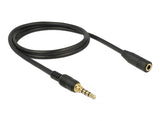 Delock Klinkenverlängerungskabel 3,5 mm 4 Pin Stecker zu Buchse 1 m schwarz