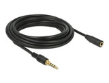 Delock Klinkenverlängerungskabel 3,5 mm 4 Pin Stecker zu Buchse 5 m schwarz