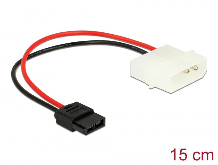 Delock Stromkabel Molex 4 Pin Stecker zu Slim SATA 6 Pin Buchse 15 cm