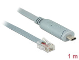 Delock Adapter USB 2.0 Type-C™ Stecker > 1 x Seriell RS-232 RJ45 Stecker 1,0 m grau