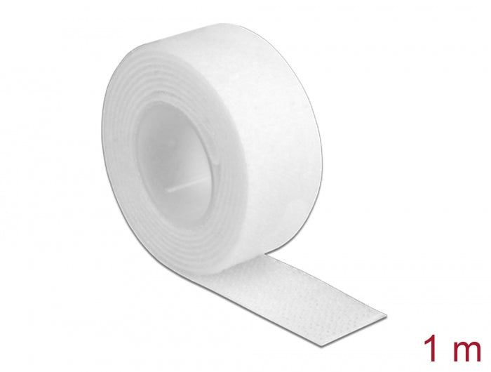 Delock Klettband auf Rolle L 1 m x B 20 mm weiß