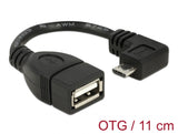 Delock USB 2.0 OTG Kabel Typ Micro-B Stecker gewinkelt zu Typ-A Buchse 11 cm
