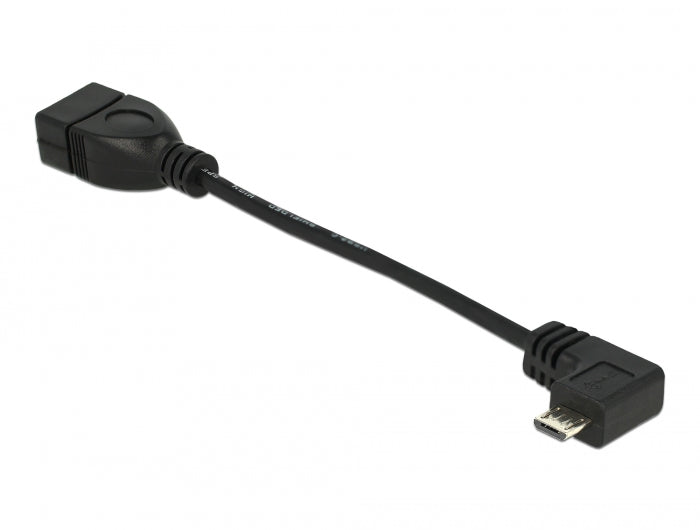 Delock USB 2.0 OTG Kabel Typ Micro-B Stecker gewinkelt zu Typ-A Buchse 11 cm