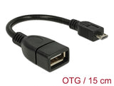 Delock Kabel USB micro-B Stecker > USB 2.0-A Buchse OTG flexibel 15 cm