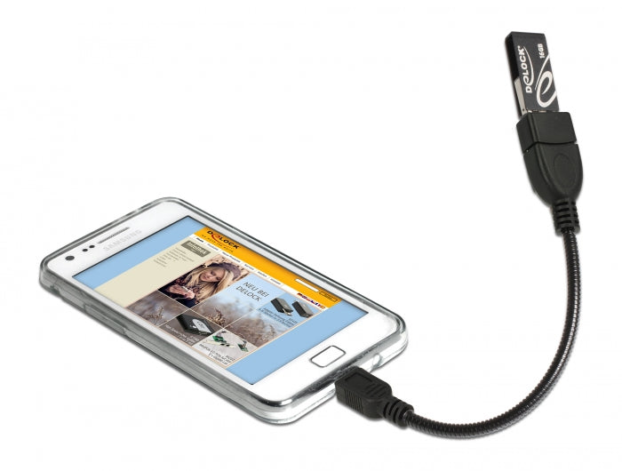 Delock Kabel USB micro-B Stecker > USB 2.0-A Buchse OTG flexibel 15 cm