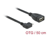 Delock Kabel USB micro-B Stecker > USB 2.0-A Buchse OTG 50 cm gewinkelt