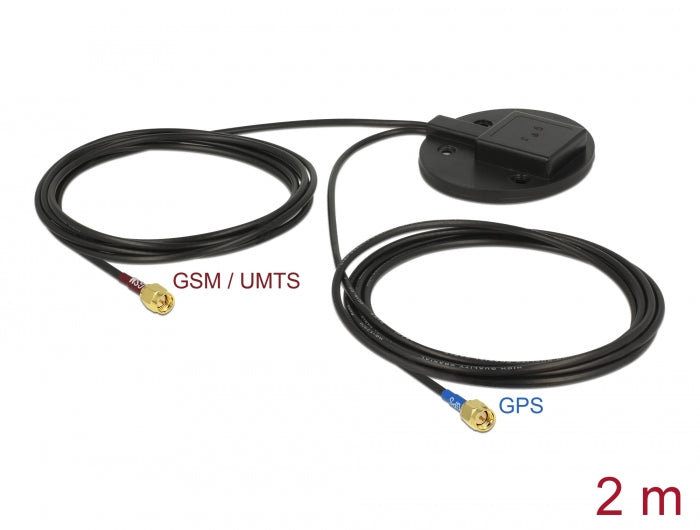 Navilock Multiband GNSS UMTS GSM LTE SMA 28 dBi / 2 dBi Antenne 2 x 2 m RG-174 omnidirektional Montageplatte