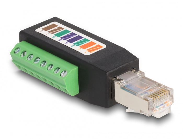 Delock RJ45 Stecker Cat.5e zu Terminalblock Adapter 90° gewinkelt