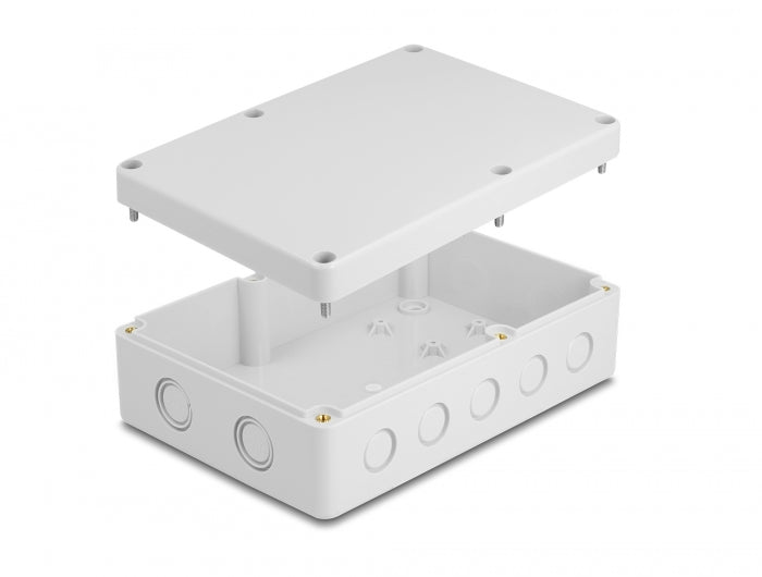 Delock Installationsgehäuse mit Kabeleinführungen 180 x 125 x 57 mm grau