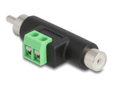Delock Cinch Stecker und Cinch Buchse zu 2 Pin Terminalblock Adapter