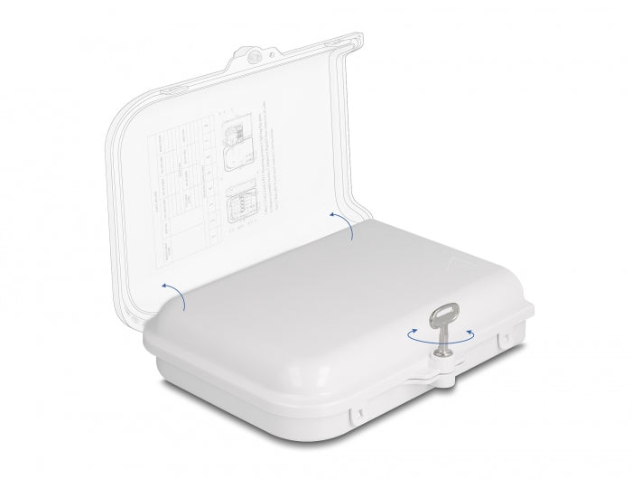 Delock LWL Verteilerbox für Innen- und Außenbereich IP65 wasserfest abschließbar 8 Port weiß