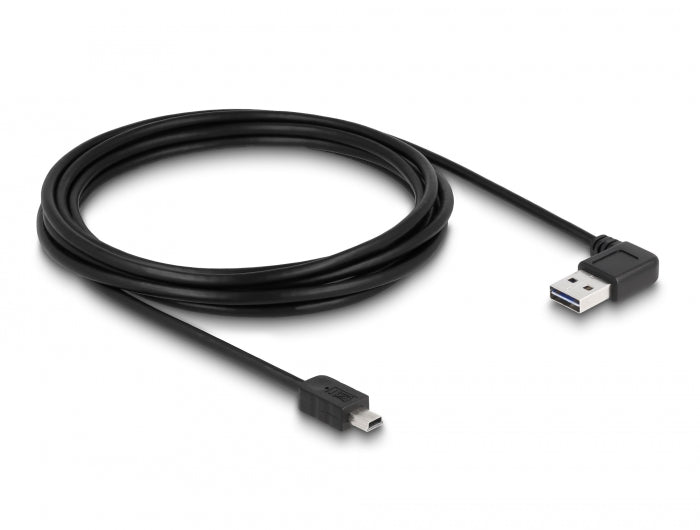 Delock Kabel EASY-USB 2.0 Typ-A Stecker gewinkelt links / rechts > USB 2.0 Typ Mini-B Stecker 3 m