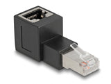 Delock RJ45 Stecker zu RJ45 Buchse Adapter Cat.6A 90° nach oben gewinkelt