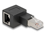 Delock RJ45 Stecker zu RJ45 Buchse Adapter Cat.6A 90° nach links gewinkelt