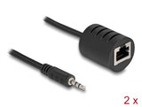 Delock Stereo Audio Extender RJ45 Buchse zu 3,5 mm Klinkenstecker Cat.5 bis 50 m Set 2 Stück