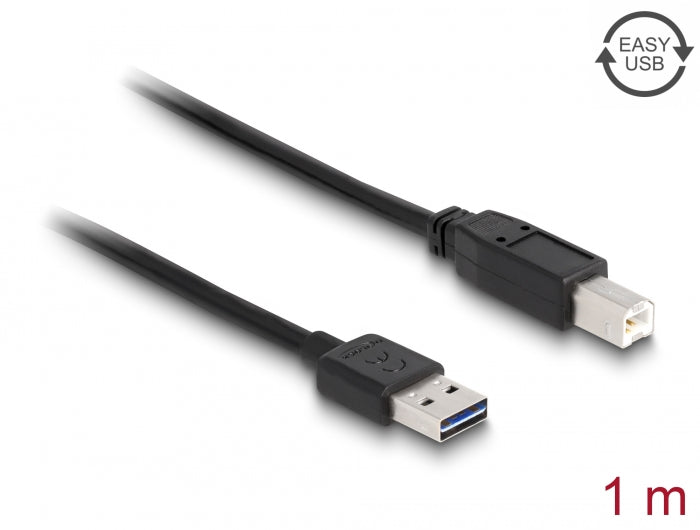Delock Kabel EASY-USB 2.0 Typ-A Stecker > USB 2.0 Typ-B Stecker 1 m schwarz