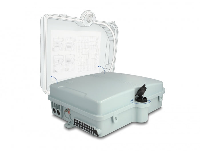 Delock LWL Verteilerbox für Innen- und Außenbereich IP65 wasserfest abschließbar 24 Port grau